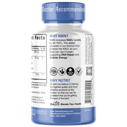 NMN Supplement 300mg NAD Supplement - (2 Pack) Nutri Ultra High Absorption Stabilized NMN Nicotinamide Mononucleotide, 40% More NAD+ w/ Quercetin Phytosome & Black Pepper - mnm supplement 120 Capsules Nature's FusionsBuy Supplements Australia