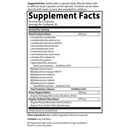 Garden of Life Probiotics Mood+ Dr Formulated Acidophilus Probiotic Supplement - Promotes Emotional Well-Being, Relaxation and Digestive Balance - Ashwagandha for Stress Management, 60 Veggie Caps Garden of LifeBuy Supplements Australia