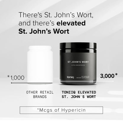 Toniiq 1,000mg Ultra High Strength St. John's Wort Capsules (Non-GMO) - 4X Concentrated Extract - 0.3% Hypericin - Highly Purified and Bioavailable - 120 Capsules Toniiq buy supplements Au