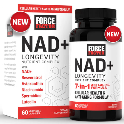 FORCE FACTOR NAD+ (NMN or Nicotinamide Riboside Alternative) with Resveratrol, Astaxanthin, Spermidine & Luteolin Complex, NAD to Support Cellular Health & Healthy Aging, 60 Capsules Force FactorBuy Supplements Australia