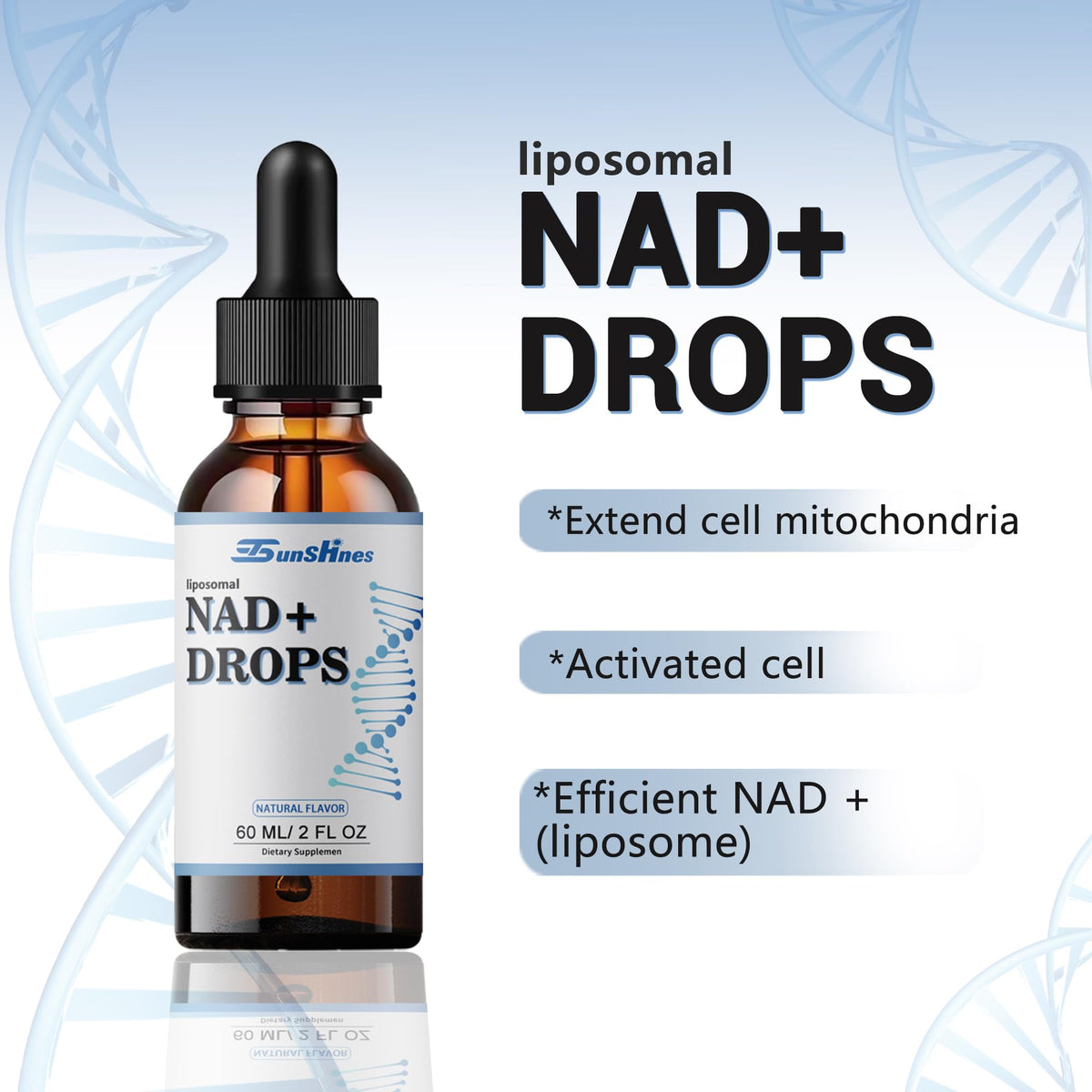 tsunshnes Liposomal NAD+800mg, NAD+ Supplement Drops - NMN or Nicotinamide Riboside Alternative, Healthy Aging Energy Metabolism and Vitality, NAD Liquid Supplement for Maximum Absorption tsunshnesBuy Supplements Australia