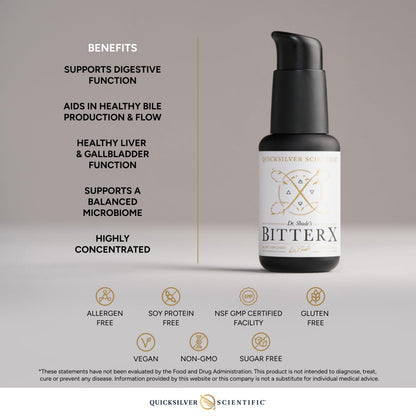 Quicksilver Scientific Dr. Shade's BitterX - Highly Concentrated Bitters for Digestion - Fast Acting Digestive Support & Liver Supplement with Dandelion Root, Gentian Root, Solidago & Myrrh (50ml) Quicksilver ScientificBuy Supplements Australia