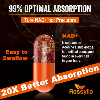 Rossylla 1300 MG Liposomal NAD+ Supplement | Highest Absorption | Purest NAD Supplemet to Boost NAD+ Effetively | Boosting NAD+ Supplement for Aging Defese, Cellular Energy, Longevity | 120 Count RossyllaBuy Supplements Australia
