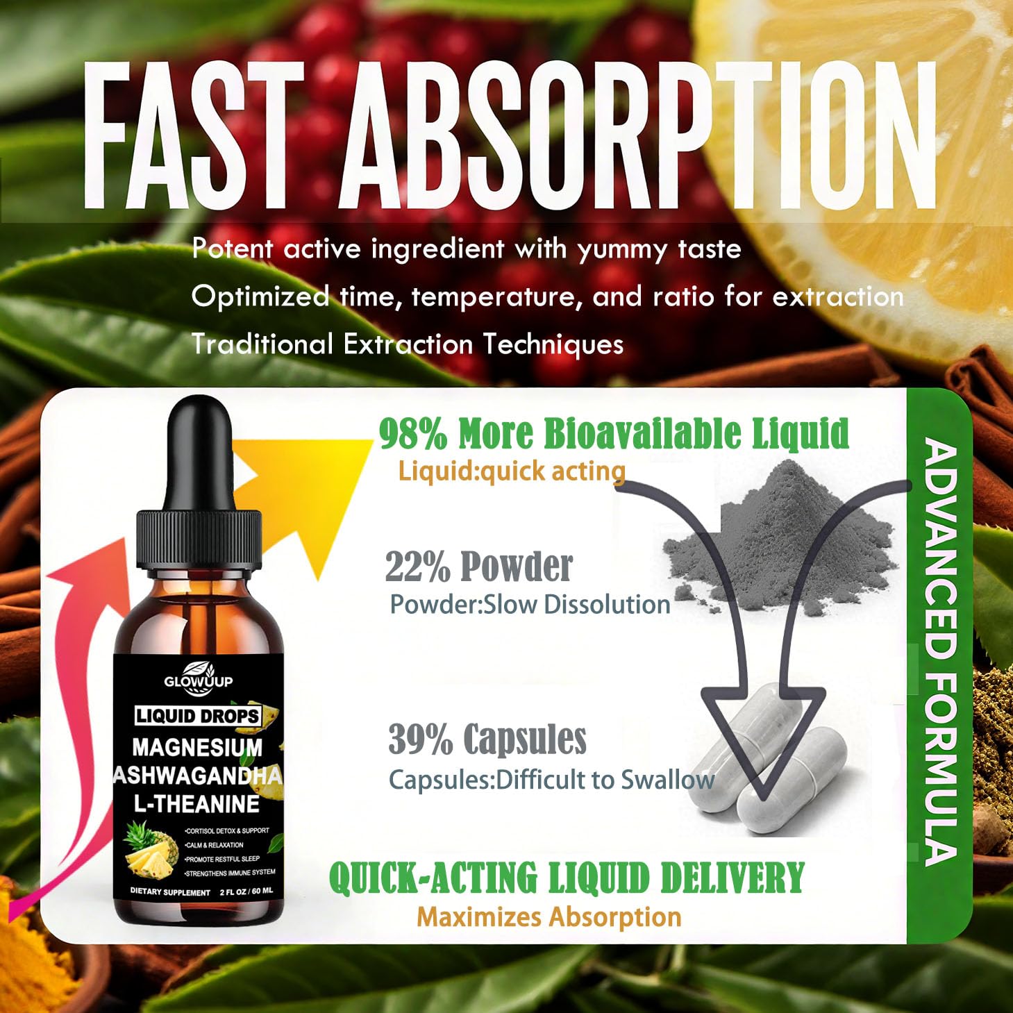 Cortisol Supplements for Women & Men, Cortisol Reducer Manager Detox Liquid Drops Extra Strength Magnesium Glycinate 200mg, L-Theanine & Ashwagandha丨Hormone Balance, Relaxation & Recess Mood GLOVVUUPBuy Supplements Australia