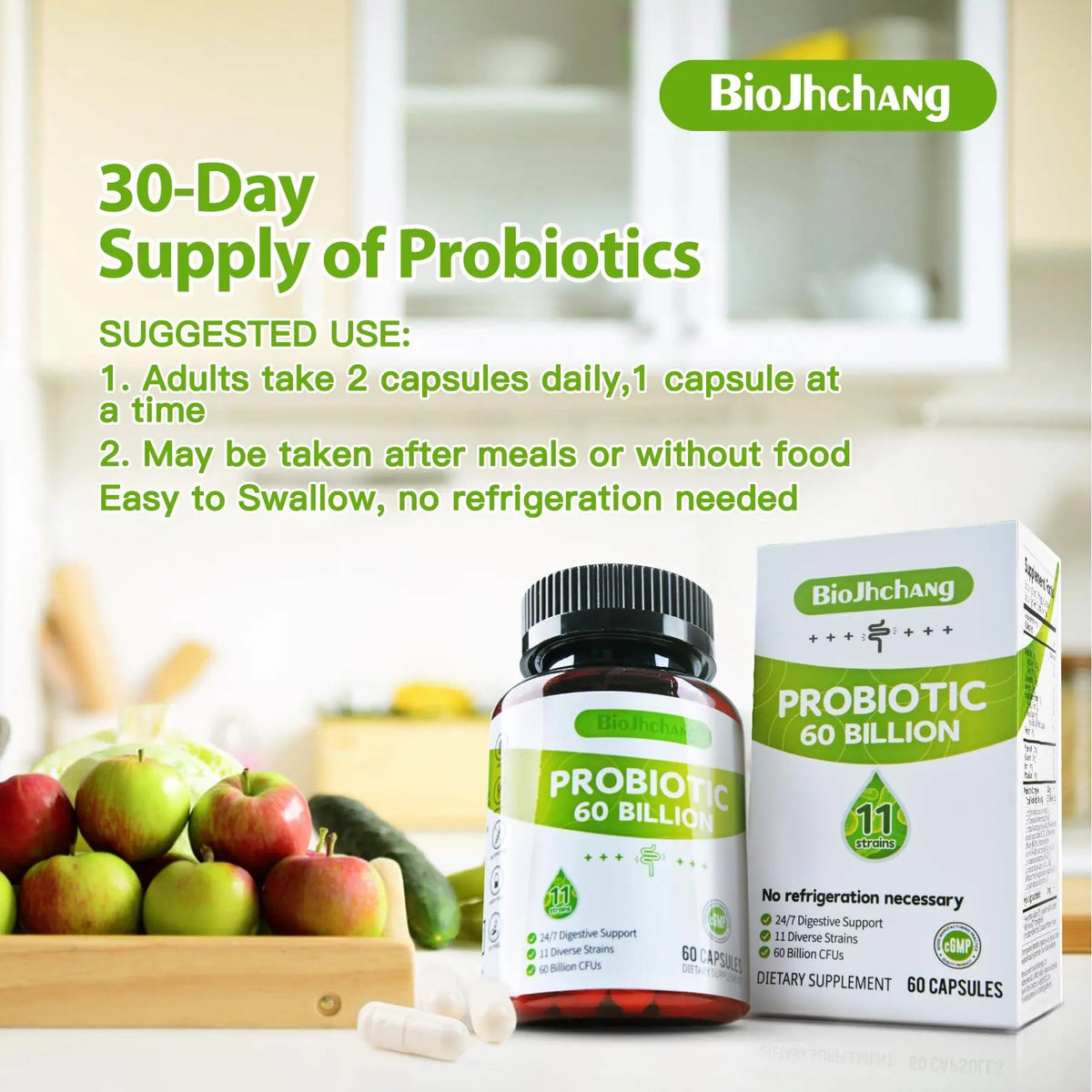 BioJhchang Probiotics Supplements 60 Billion CFUs 11 Diverse Strains Natural Prebiotics for Immune, Digestive Gut Health Supports Occasional Constipation Diarrhea Gas Bloating for Women & Men BioJhchangBuy Supplements Australia