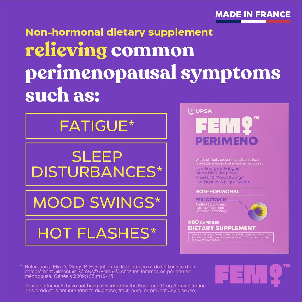 Upsa FEM Perimeno Perimenopause Supplements for Women - Non-Hormonal Pre-Menopause Support for Hot Flashes, Night Sweats, Mood, Sleep & Low Energy - 30 Capsules UpsaBuy Supplements Australia