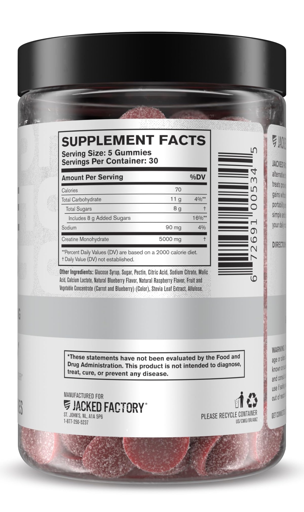 Jacked Factory Creatine Gummies 5g Daily Dose (1g per Gummy) - Creatine Gummy for Men and Women, Vegan-Friendly, Travel-Friendly, Third-Party Tested - 150 Gummies, Blue Raspberry Jacked FactoryBuy Supplements Australia