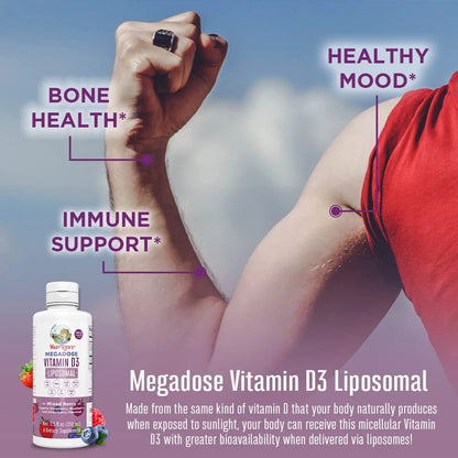 MaryRuth Organics Kids Multivitamin Liposomal (Strawberry Cherry & Vanilla) & Vitamin D3 Liposomal (Mixed Berry) Clean Label Project Verified MARYRUTH'S