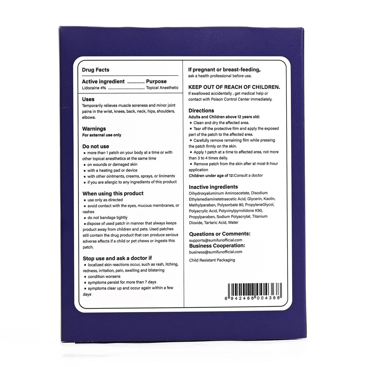 Sumifun XL Lidocaine Patches for Pain Relief, 4% Lidocaine Maximum Strength OTC, Extra Large 4.72"x7.87" for Full Back Pain Patches & Large Areas, 5 Count SumifunBuy Supplements Australia