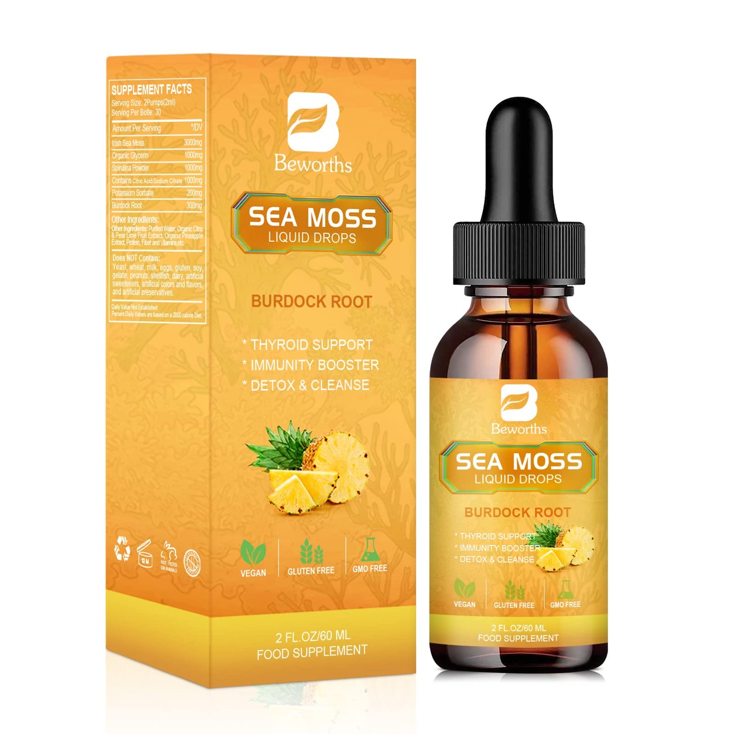 B BEWORTHS Sea Moss Liquid Drops - Organic Irish Sea Moss Gel with Burdock Root B BEWORTHSBuy Supplements Australia