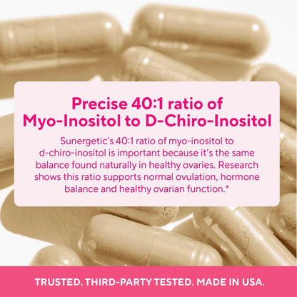 Premium Ovarian Health Support Supplement – Hormone Balance, Ovulation & Cycle Regularity - Myo-Inositol & D-Chiro Inositol Supplement for Women – 40:1 Inositol Ratio With Folate & DIM – 90 Capsules SunergeticBuy Supplements Australia