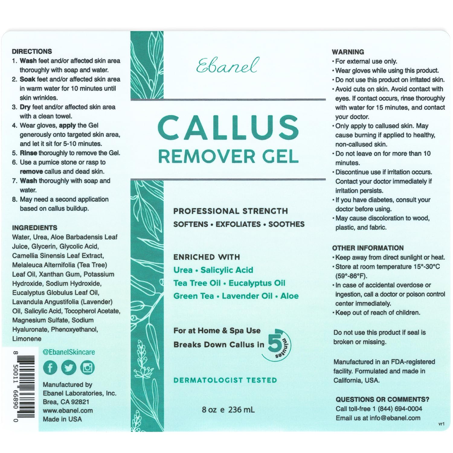 Ebanel Bundle of 5% Lidocaine Numbing Spray and Callus Remover Gel Ebanel buy supplements Au