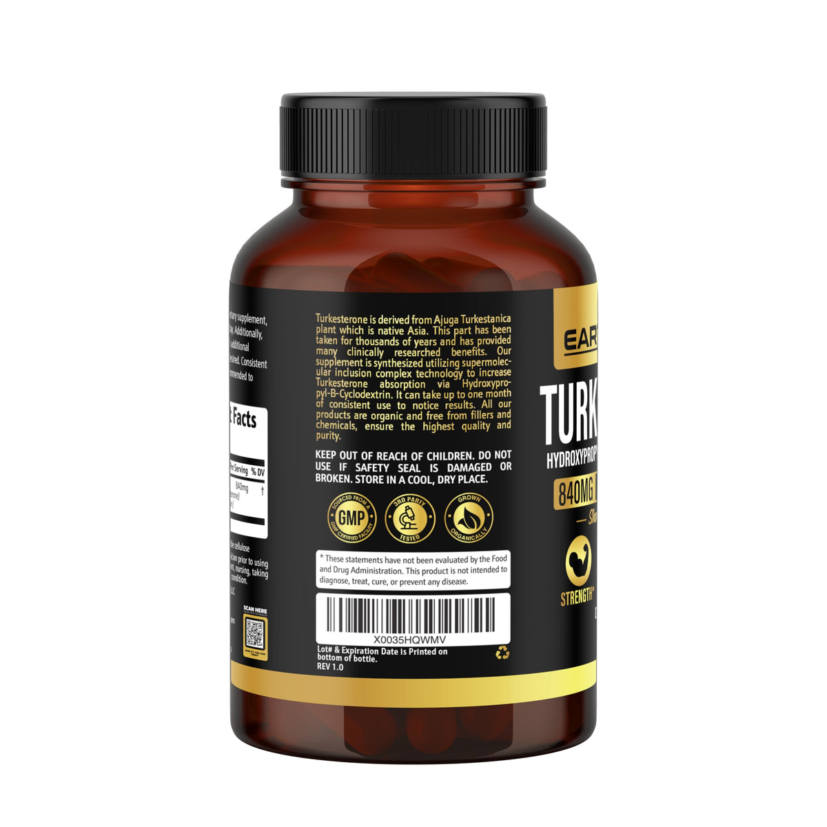 Turkesterone 840 mg – Natural Testosterone Support - 100% Pure Turkesterone Supplement for Men & Women - Ajuga Turkestanica Extract - Made in USA & 3rd Party Tested for Strength, Energy & Vitality Earth ElixirBuy Supplements Australia