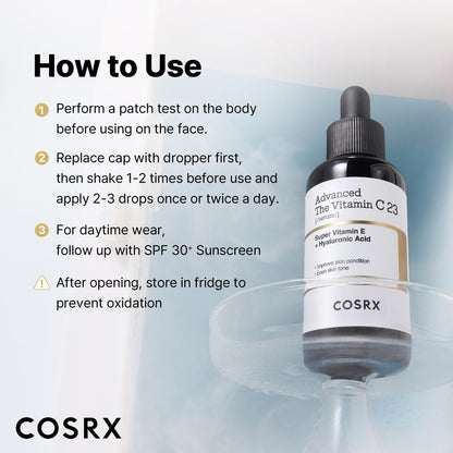 COSRX Advanced Pure Vitamin C 23% Serum with Vitamin E & Glutathione, Korean Vitamin C Serum for Fine Lines, Uneven Skin Tone & Dull Skin, 0.7oz, Korean Skin Care, Mothers Day Gifts for Mom & Wife COSRX buy supplements Au