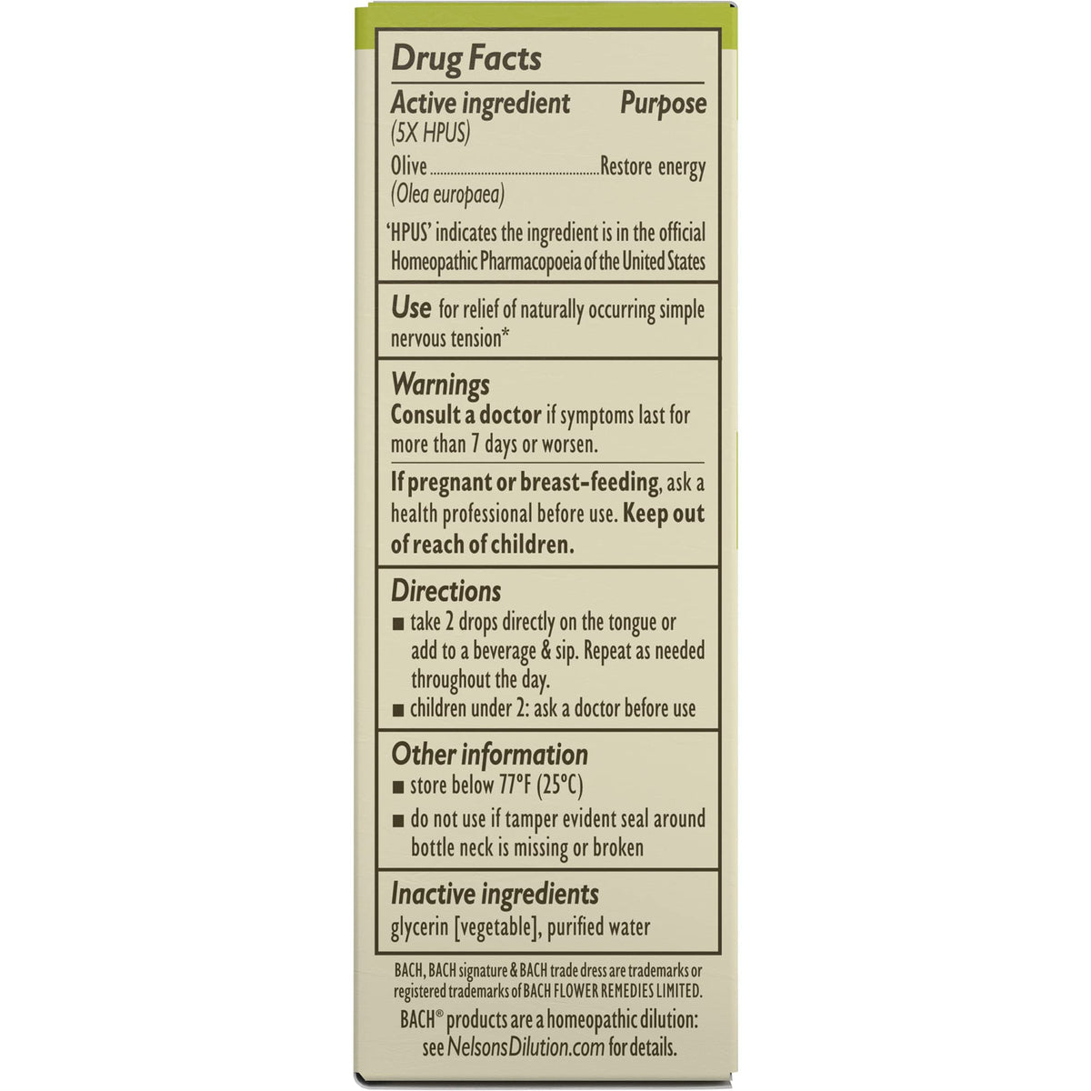 Bach Original Flower Remedies, Olive for Energy (Non-Alcohol Formula), Natural Homeopathic Flower BachBuy Supplements Australia