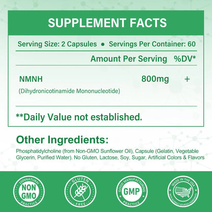 SUPRANOURISH Pure NMNH Supplement 120 Capsules - 800mg High-Purity NMNH Supplements, NAD Supplement for Boost NAD+ for Anti-Aging & Cellular Energy SUPRANOURISHBuy Supplements Australia