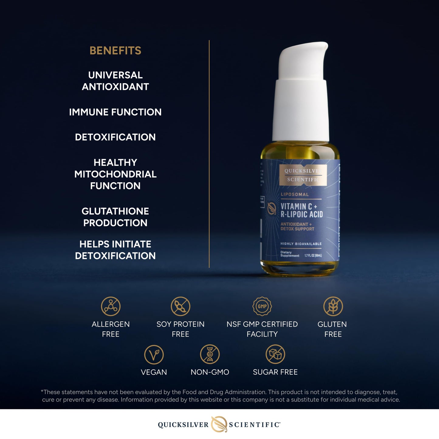 Quicksilver Scientific Vitamin C + R Lipoic Acid - Liposomal Vitamin C with RLA - Antioxidant, Detox & Immune Support Supplement - with Superior Absorption (50 ml) Quicksilver ScientificBuy Supplements Australia