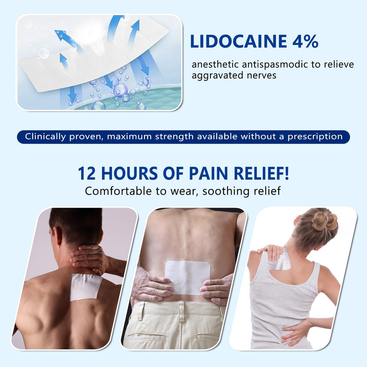 KIbabyDI Professional Lidocaine Pain Relief Patches - 20 Count | 4% Medicated Gel Patches for Targeted Joint & Muscle Comfort | Long-Lasting 12-Hour Relief, Ultra-Flexible Design -lb265 KIbabyDIBuy Supplements Australia