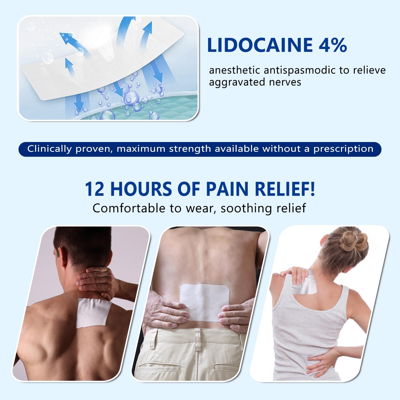KIbabyDI Professional Lidocaine Pain Relief Patches - 20 Count | 4% Medicated Gel Patches for Targeted Joint & Muscle Comfort | Long-Lasting 12-Hour Relief, Ultra-Flexible Design -lb265 KIbabyDIBuy Supplements Australia