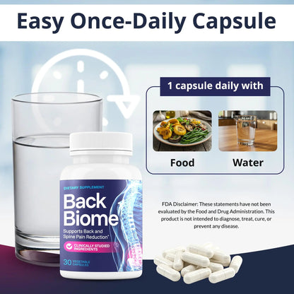 BackBiome – Advanced 7-Strain Probiotic Formula for Gut & Back Health – Supports Digestive Balance, Promotes Spinal Comfort – Non-GMO, Vegan, 30 Capsules BackBiomeBuy Supplements Australia