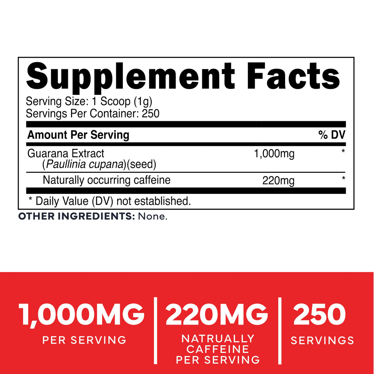 Type Zero Clean Guarana Powder Drink Mix (250 Servings, Unflavored) - 220 MG Caffeine Per Serving, Natural Caffeine, Non GMO, Gluten Free Type ZeroBuy Supplements Australia