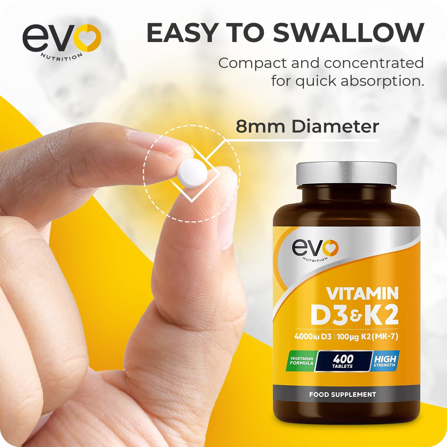Vitamin D3 4000iu & Vitamin K2 100ug MK7 | 400 Vegetarian Tablets - 1 Year Supply EVO NUTRITIONBuy Supplements Australia