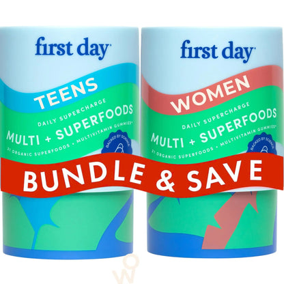 FIRST DAY Womens Multivitamin & Teens Multivitamin Gummies Bundle – Daily Multivitamin for Women, Teen Multi Vitamins FIRST DAY