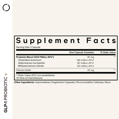 Codeage GLP-1 Probiotic+ - Live Probiotics Akkermansia, Clostridium, Bifidobacterium, Chicory Inulin Probiotic, Prebiotics & Postbiotics Supplement - 500 Million AFU, 3-Month Supply - 90 Capsules CodeageBuy Supplements Australia