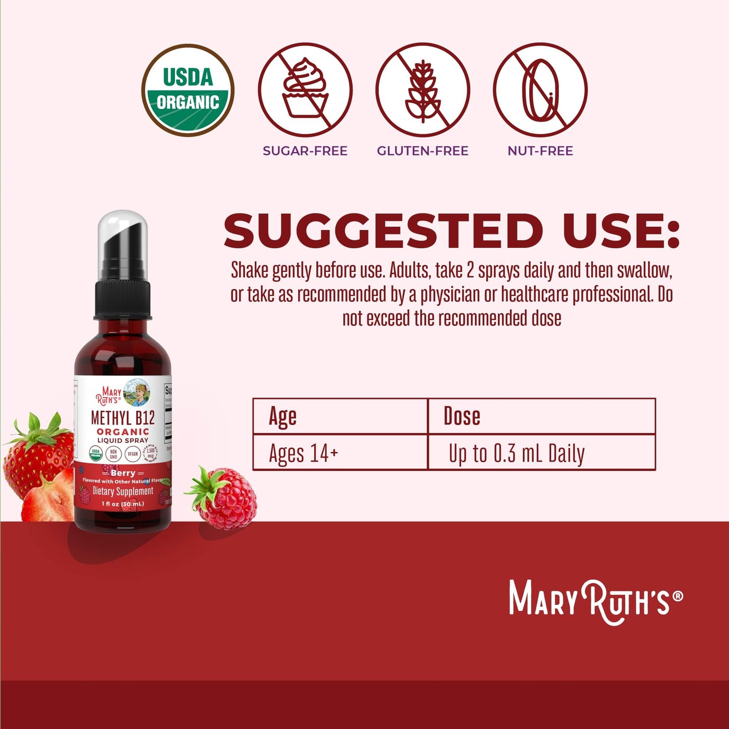 MaryRuth Organics Methyl B12 Spray | 1,500 mcg B12 Per Serving | Methylcobalamin | Energy Metabolism | Nervous System Support | Neuro Health | Vegan | Gluten Free | Sugar Free | 1 Fl Oz MARYRUTH'SBuy Supplements Australia