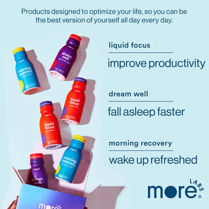More Labs Liquid Focus, Nootropic Smart Drink with Powerful Antioxidants & Adaptogenic Herbs for Energy and Concentration, 150mg Caffeine (Pack of 12) More LabsBuy Supplements Australia