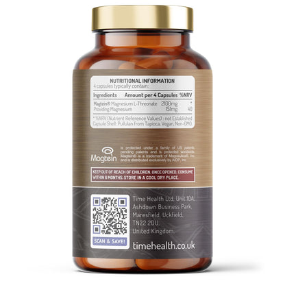 Magtein® Magnesium – 120 Capsules – High Strength 2100mg – Highly Bioavailable Time HealthBuy Supplements Australia