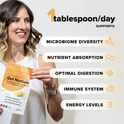 Complement Gut Nurture Prebiotic + Postbiotic Superfood Powder for Leaky Gut Repair, Probiotics for Digestive Health - Ginger Root - 30 Servings ComplementBuy Supplements Australia