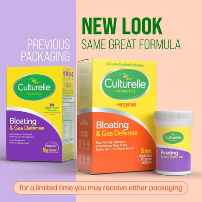Culturelle Bloating & Gas Defense, Digestive Enzymes & Probiotics for Digestive Health, 30 Capsules, Supports Occasional Indigestion & Discomfort CulturelleBuy Supplements Australia