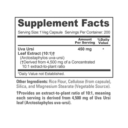 NusaPure Uva Ursi 10:1 Extract, 450 mg Equivalent to 4,500mg 200 Vegetarian caps (Non-GMO, Vegan) Bearberry NusaPureBuy Supplements Australia