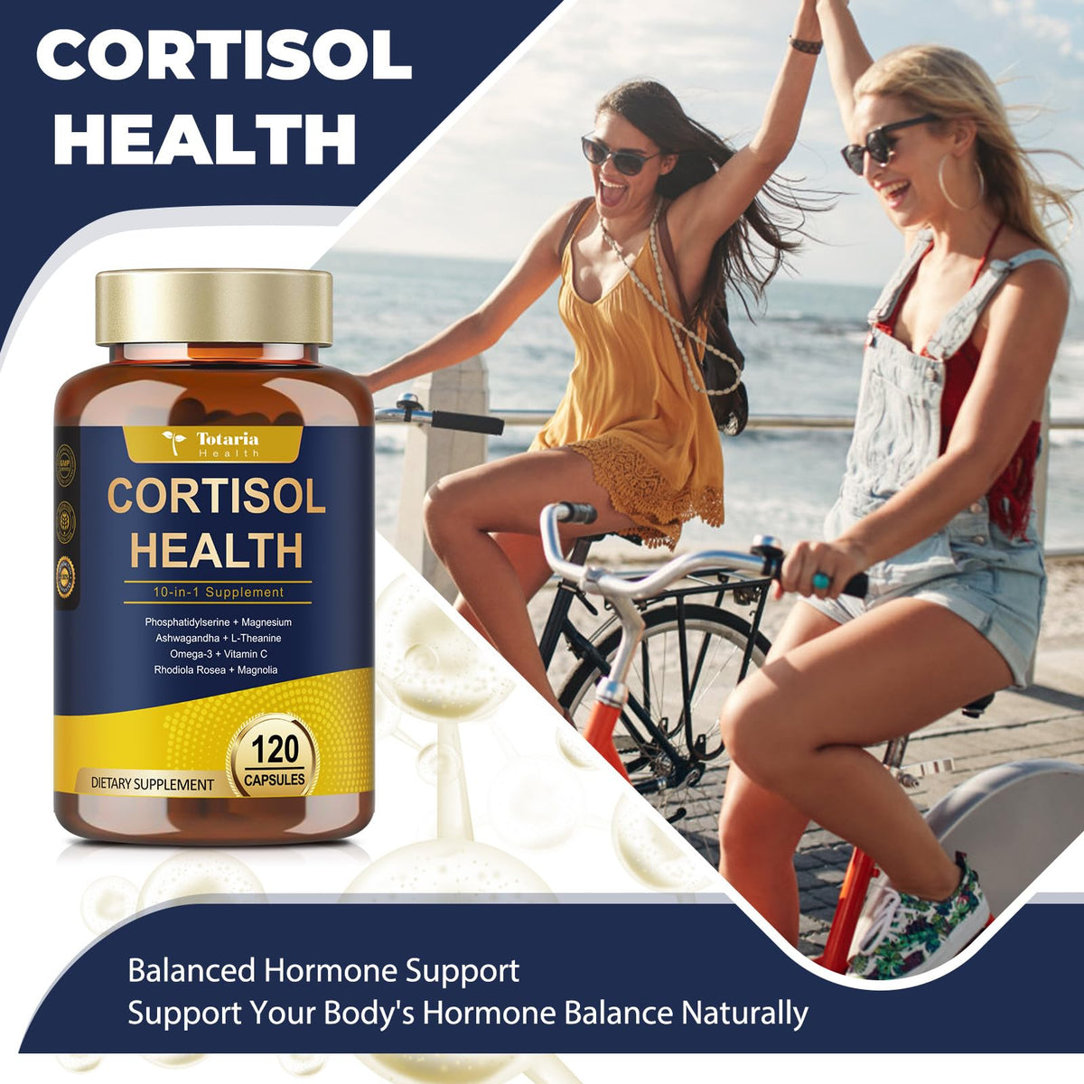 Totaria Cortisol Supplement with Ashwagandha,Magnesium,Rhodiola Rosea,L Theanine,Hormone Balance for Women 120 Vegan Capsules (Pack of 1) TotariaBuy Supplements Australia
