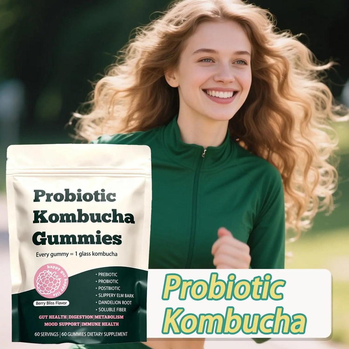 Glo Vous Probiotic Kombucha Gummies – 60 Gummies, with Prebiotics, Postbiotics & Fiber,Includes Slippery Elm, Dandelion Root & MCT Oil,Supports Digestive Health, Bloating Relief & Gut Support Glo VousBuy Supplements Australia