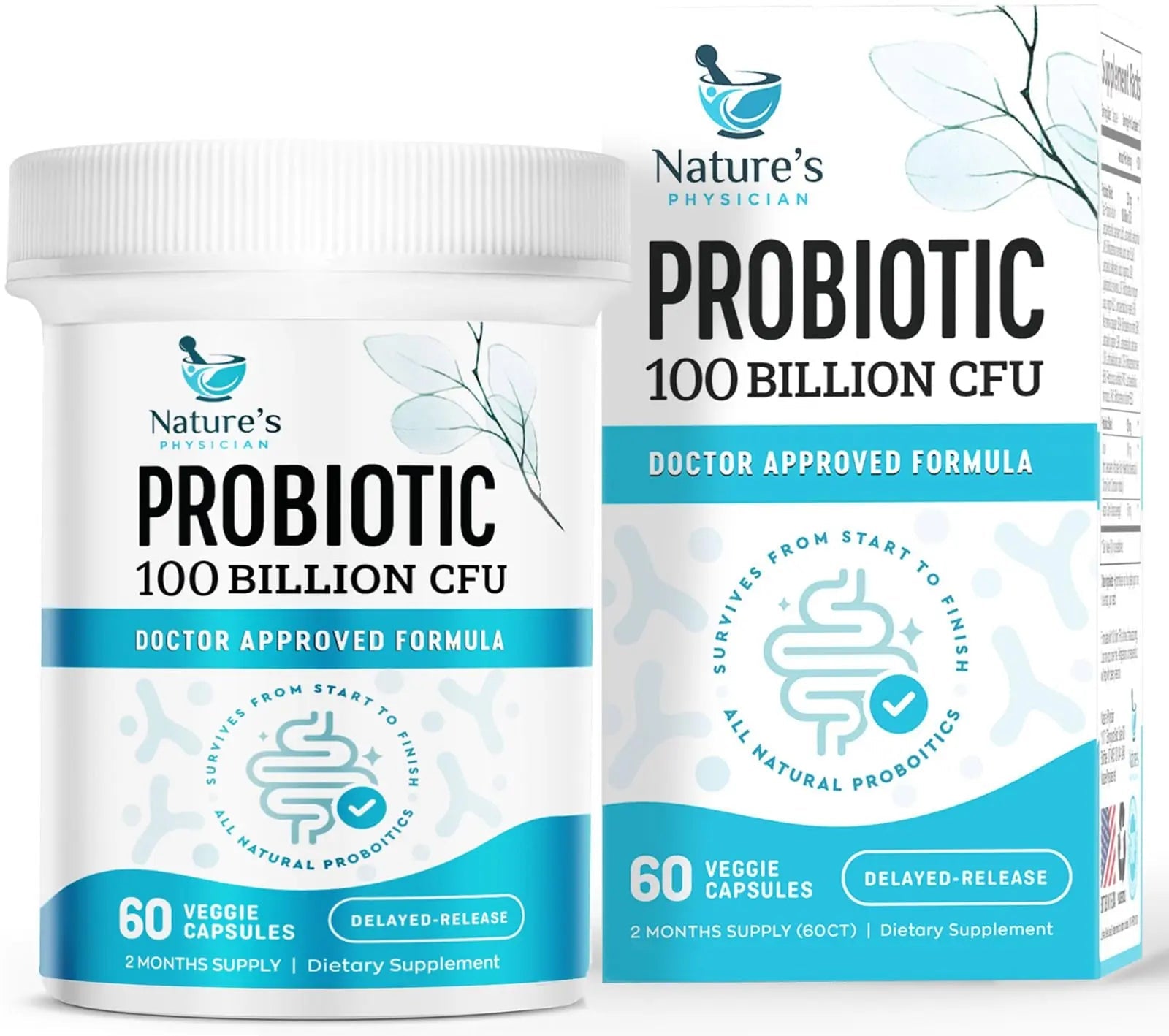Nature's Physician Probiotics - 100 Billion CFU - 16 Strains + Prebiotics - Best Probiotic Supplement for Women & Men - Supports Immune, Digestive Health, Occasional Constipation & Gas - 60 Capsules Nature's PhysicianBuy Supplements Australia