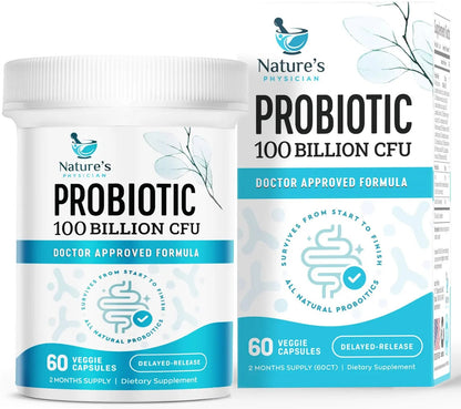 Nature's Physician Probiotics - 100 Billion CFU - 16 Strains + Prebiotics - Best Probiotic Supplement for Women & Men - Supports Immune, Digestive Health, Occasional Constipation & Gas - 60 Capsules Nature's PhysicianBuy Supplements Australia