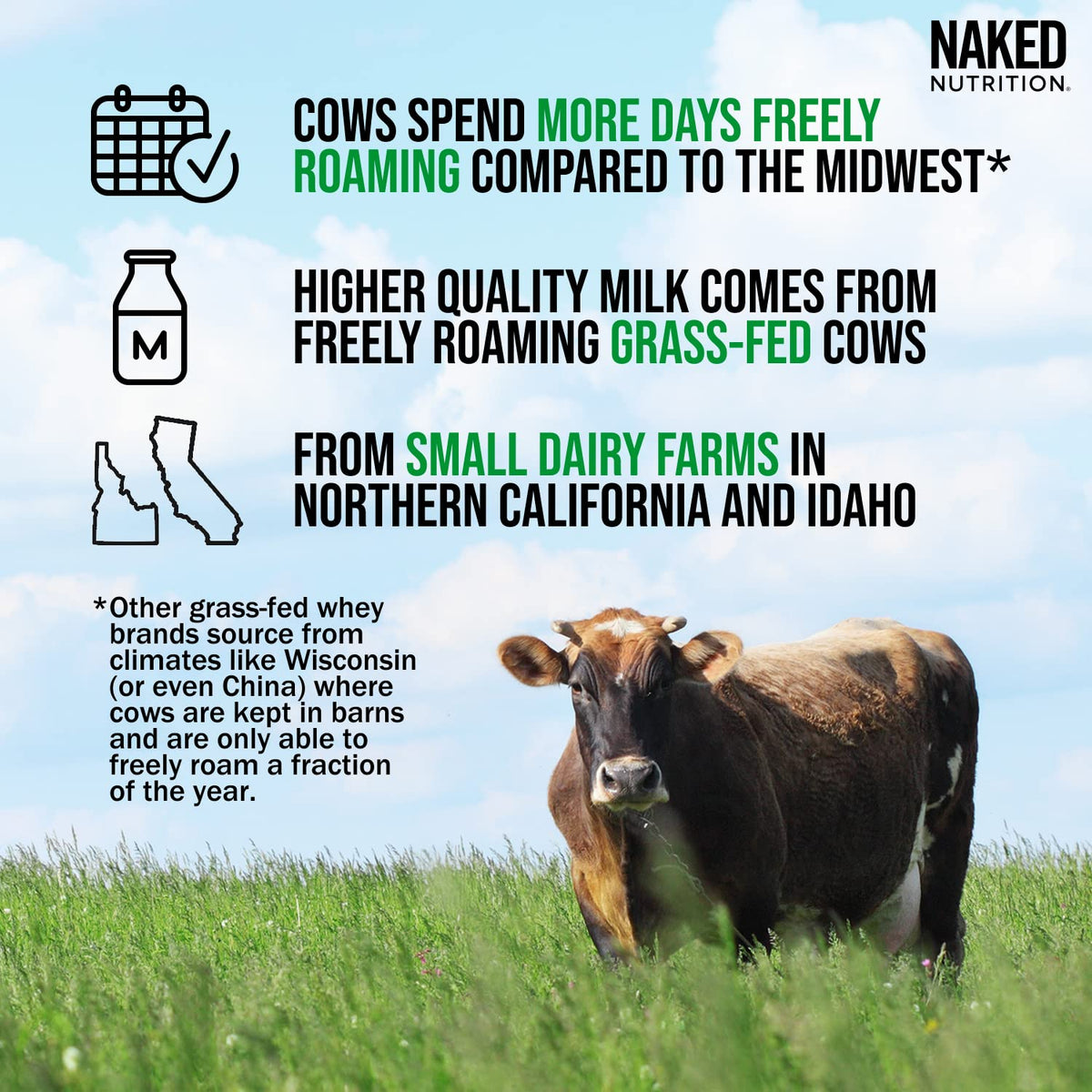 NAKED WHEY 5LB 100% Grass Fed Unflavored Whey Protein Powder - US Farms NAKEDBuy Supplements Australia