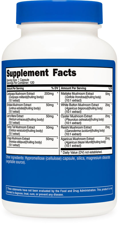 Nutricost Mushroom Complex Supplement, 120 Capsules - 10 Mushroom Blend (with Reishi, Maitake, Shiitake, Lion's Mane, and More) - Non-GMO and Gluten Free NutricostBuy Supplements Australia