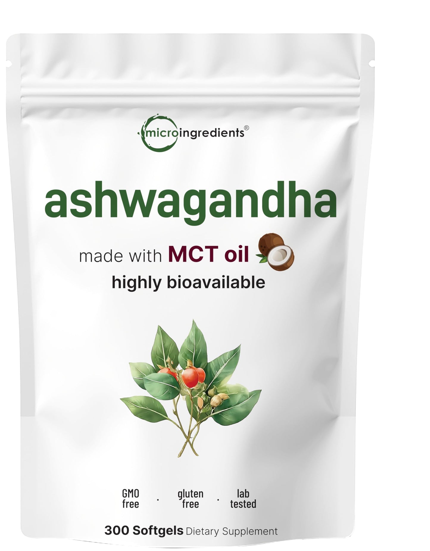 Micro Ingredients Ashwagandha Supplements | 300 Coconut MCT Oil Softgels with Black Pepper for Better Absorption | Potent Root Extract | Non-GMO Micro IngredientsBuy Supplements Australia