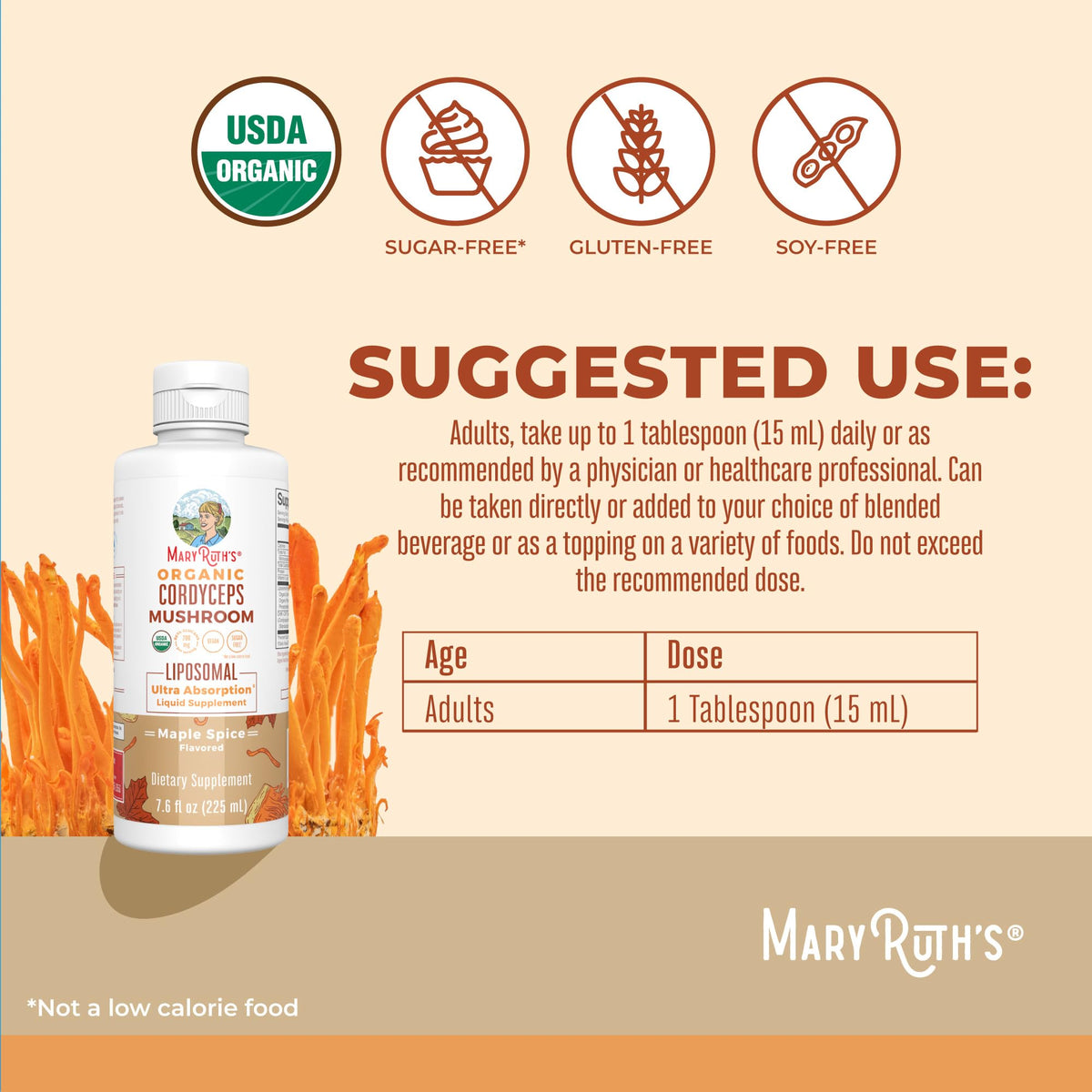 MaryRuth Organics Cordyceps Mushroom Supplement | Ultra Absorption Liposomal | Full Spectrum Mushroom | 200mg Beta-Glucans Per Serving | USDA Organic | Vegan | 7.6 oz | 15 Servings MARYRUTH'SBuy Supplements Australia