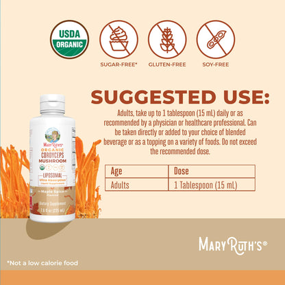 MaryRuth Organics Cordyceps Mushroom Supplement | Ultra Absorption Liposomal | Full Spectrum Mushroom | 200mg Beta-Glucans Per Serving | USDA Organic | Vegan | 7.6 oz | 15 Servings MARYRUTH'SBuy Supplements Australia
