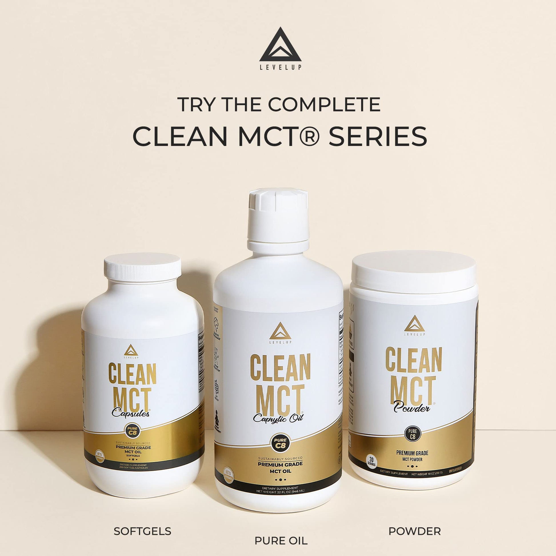 LevelUp Clean MCT Oil - 100% Caprylic C8 for Energy, Focus, Weight Management LevelUpBuy Supplements Australia