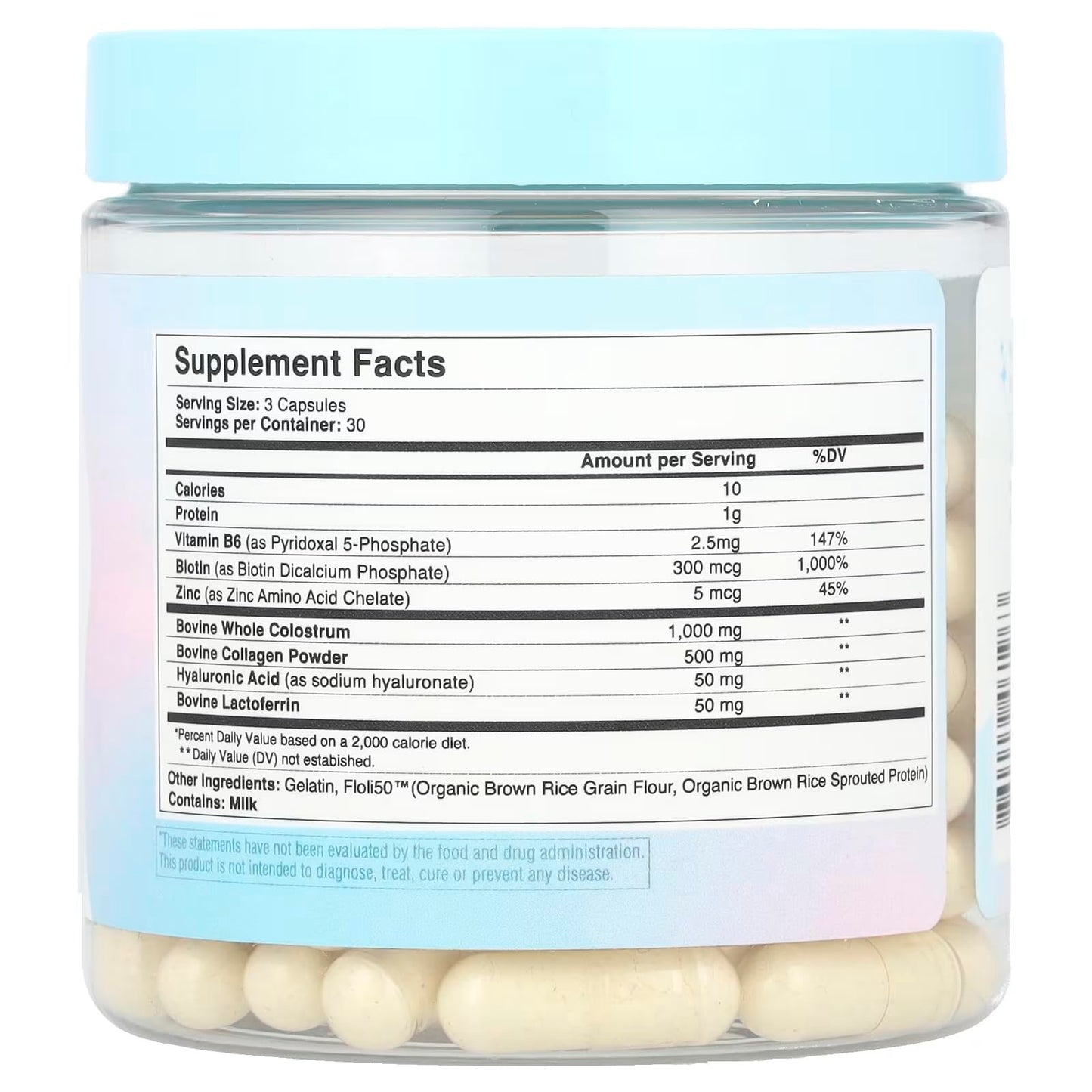 WONDERCOW Hair Skin and Nails Vitamins w/Bovine Colostrum, Collagen, Hyaluronic Acid, Biotin, Zinc, & Lactoferrin┃Supports Faster Hair Growth, Stronger Nails and Glowing Skin (30 Servings, Capsule) WONDERCOW buy supplements Au