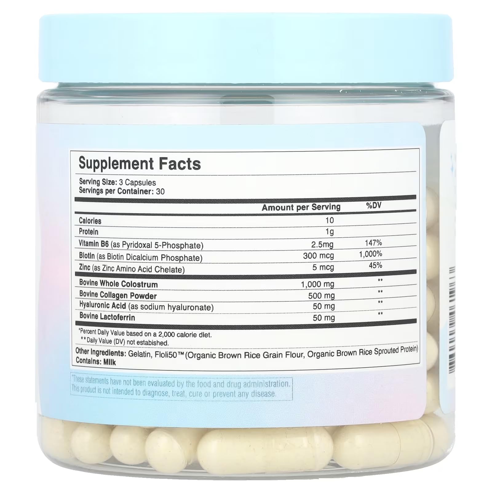 WONDERCOW Hair Skin and Nails Vitamins w/Bovine Colostrum, Collagen, Hyaluronic Acid, Biotin, Zinc, & Lactoferrin┃Supports Faster Hair Growth, Stronger Nails and Glowing Skin (30 Servings, Capsule) WONDERCOW buy supplements Au