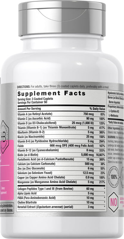 Horbäach Hair Skin and Nails Vitamins | 150 Caplets | with Biotin and Collagen | Supplement for Women and Men | Non-GMO, Gluten Free Horbäach buy supplements Au