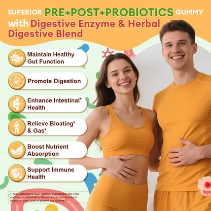 (2 Packs) Totaria Sugar Free 5-in-1 Probiotic Prebiotic Postbiotic Gummy, Probiotics for Women Men with Digestive Enzymes, Peppermint, Complete Immune, Gut & Digestive Support, Vegan Strawberry Flavor TotariaBuy Supplements Australia
