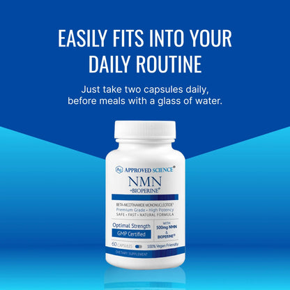 Approved Science NMN - 500mg Stable NMN - Cellular Energy, Healthy Aging - Pack of 1 - Made in USA - Vegan Approved ScienceBuy Supplements Australia