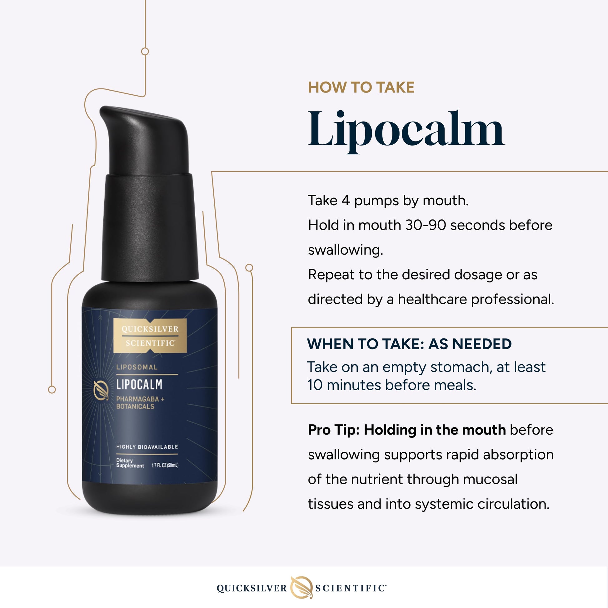 Quicksilver Scientific LipoCalm - Liposomal GABA with Herbs for Relaxation Support - Chamomile, Passionflower Herb & Skullcap Supplement for Peace of Mind & Sleep Calm Support (1.7oz / 50ml) Quicksilver ScientificBuy Supplements Australia